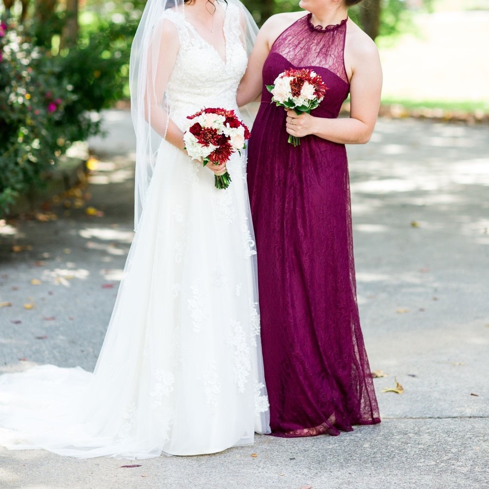 Wine Lace Bridesmaids Dress